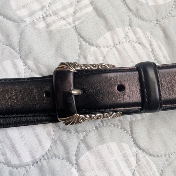 Fossil Black Leather Belt with Silver Metal Ornaments and Buckle Size L main image 14